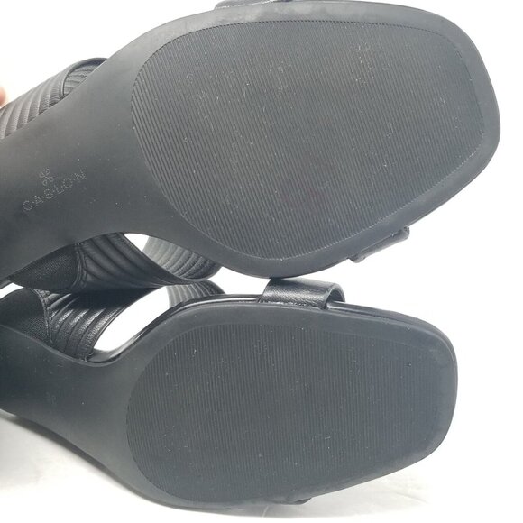 Caslon Women's Sandals Black Slides Lamia Slip On Vegan Open Toe Block H… - Picture 6 of 8